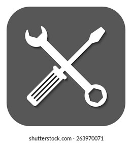 The wrench and screwdriver icon. Settings symbol. Flat Vector illustration. Button