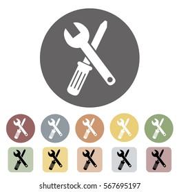 Wrench and screwdriver icon set.Vector illustration
