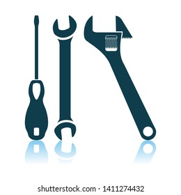 Wrench And Screwdriver Icon. Shadow Reflection Design. Vector Illustration.