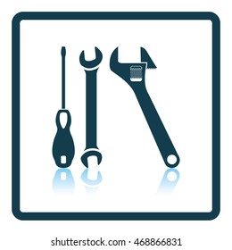 Wrench and screwdriver icon. Shadow reflection design. Vector illustration.