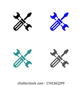 wrench and screwdriver icon stock vector illustration flat design.