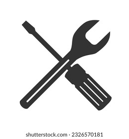 Schraubenschlüssel und Schraubenzieher Symbol. Tools, Vektorsymbol. Reparieren Sie Icon in flachem Design. Instandhaltungszeichen.