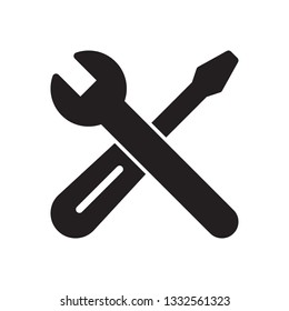Wrench and screwdriver icon in trendy flat style design. Vector graphic illustration. Vector file. EPS 10.
