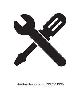 Wrench and screwdriver icon in trendy flat style design. Vector graphic illustration. Vector file. EPS 10.