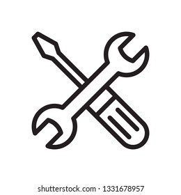Wrench and screwdriver icon in trendy outline style design. Vector graphic illustration. Editable vector stroke. EPS 10.