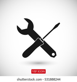 Wrench and screwdriver icon, vector best flat icon, EPS