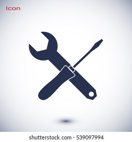 Wrench and screwdriver icon, vector best flat icon, EPS