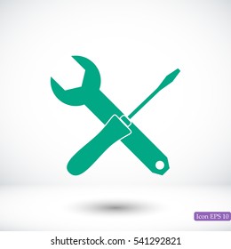 Wrench and screwdriver icon, vector best flat icon, EPS
