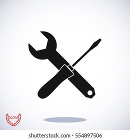 Wrench and screwdriver icon, vector best flat icon, EPS