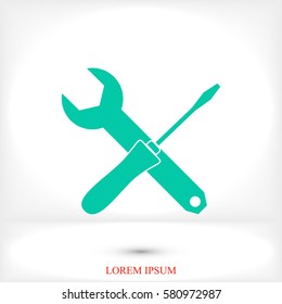 Wrench and screwdriver icon, vector best flat icon, EPS