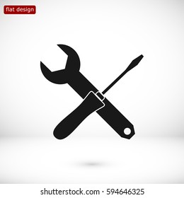 Wrench and screwdriver icon, vector best flat icon, EPS