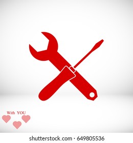 Wrench and screwdriver icon, vector best flat icon, EPS