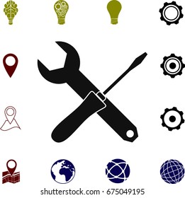 Wrench and screwdriver icon, vector best flat icon, EPS