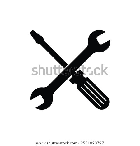 wrench and screwdriver icon vector crossed design concept idea