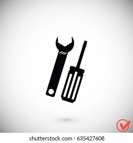 Wrench and screwdriver icon, Vector EPS 10 illustration style
