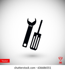 Wrench and screwdriver icon, Vector EPS 10 illustration style