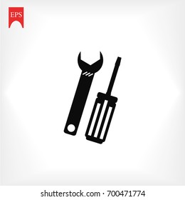 Wrench and screwdriver icon, Vector EPS 10 illustration style