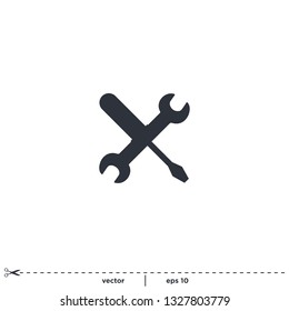 wrench and screwdriver icon vector logo template