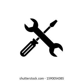 Wrench and screwdriver icon vector logo template flat style