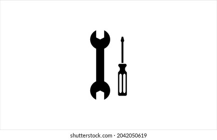 Plantilla de diseño del logotipo del vector del icono de la llave y del destornillador