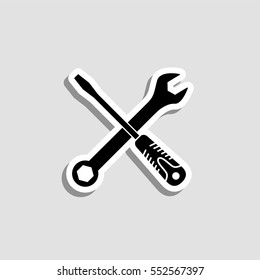 Wrench and screwdriver  icon - vector  sticker