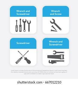 Wrench and Screwdriver Icons Flat Isolated Vector Different Version Symbol