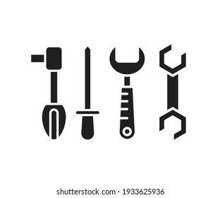 wrench and screwdriver icons set 