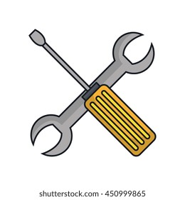 Wrench and screwdriver isolated flat icon, vector illustration graphic design.