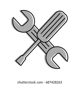 wrench and screwdriver isolated icon