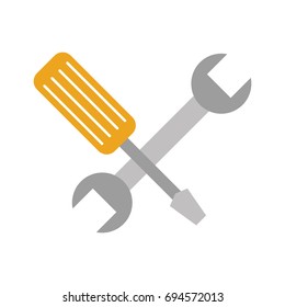 wrench and screwdriver isolated icon