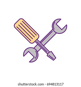 wrench and screwdriver isolated icon