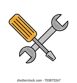 wrench and screwdriver isolated icon