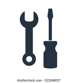 wrench, screwdriver, isolated icon on white background, auto service, car repair