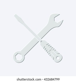 wrench and screwdriver - light gray vector icon