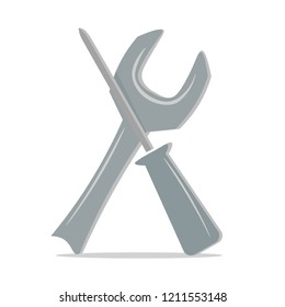 Wrench and screwdriver logo icon vector