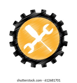 wrench and screwdriver mechanic tools icon