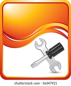 wrench and screwdriver orange wave background