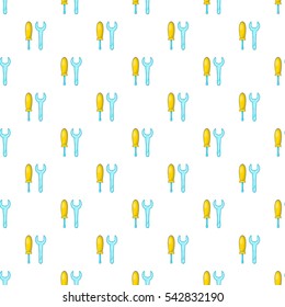 Wrench and screwdriver pattern. Cartoon illustration of wrench and screwdriver vector pattern for web