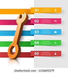 Wrench, screwdriver, repair icon Business infographic Vector eps 10