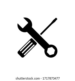 Wrench and screwdriver, repair icon, logo isolated on white background