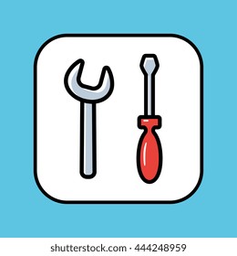 Wrench and screwdriver, repair tools sign icon.