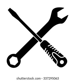 Wrench and screwdriver - repair vector icon