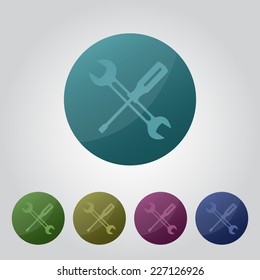 wrench and screwdriver set of color vector web buttons