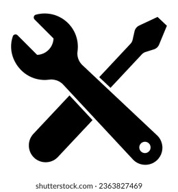 Wrench and screwdriver solid icon, labour day concept, repair equipment sign on white background, screwdriver and wrench icon in glyph style for mobile and web design. Vector graphics