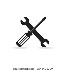 Wrench and screwdriver technical repair icon.