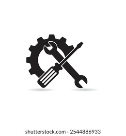 Wrench and screwdriver technical repair icon.