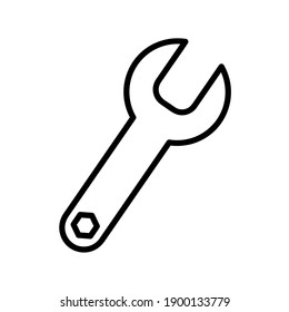 Wrench and screwdriver tool flat icon. Pictogram for web. Line stroke. Isolated on white background. Vector eps10