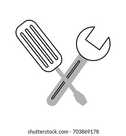 wrench and screwdriver tool isolated icon