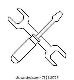 wrench and screwdriver tool isolated icon