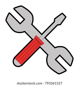 wrench and screwdriver tool isolated icon